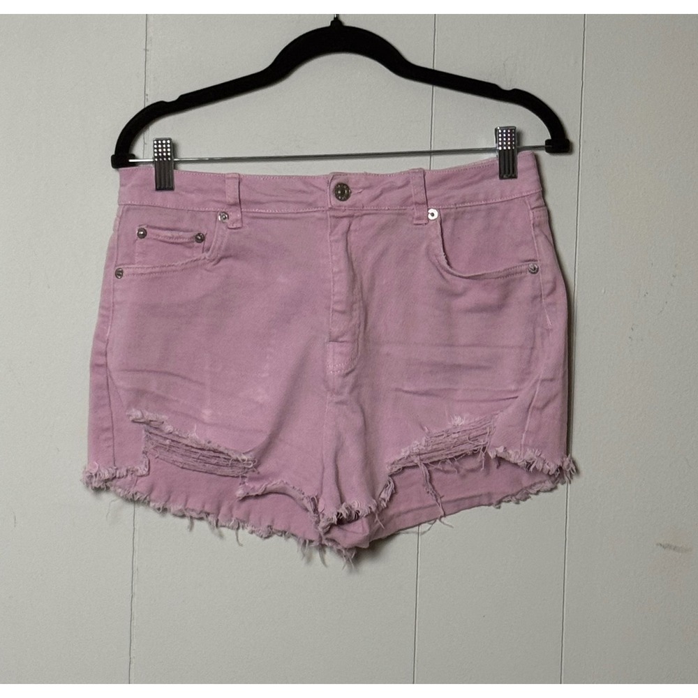 Love Tree Denim Women's Pink Distressed High Waisted Cut Off Jean Shorts Size L